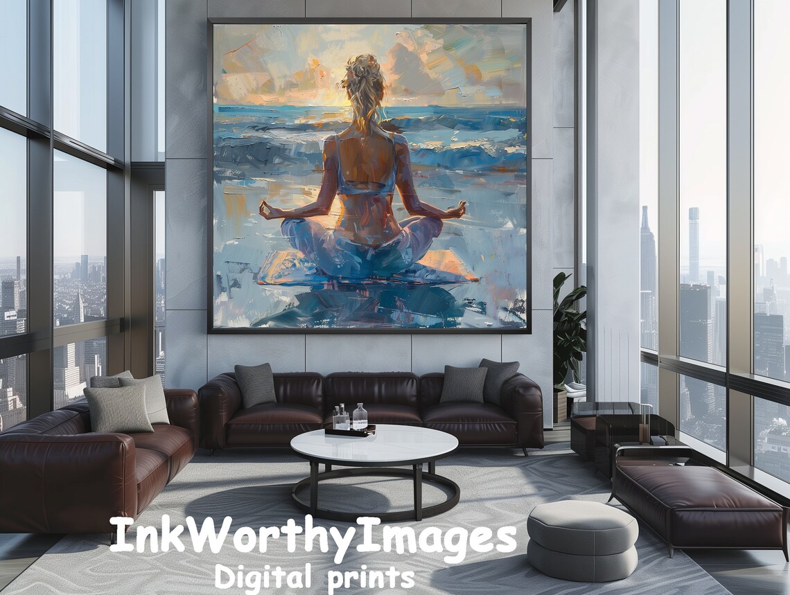 Meditation By The Sea, Peaceful Beach Art Print - Image 3