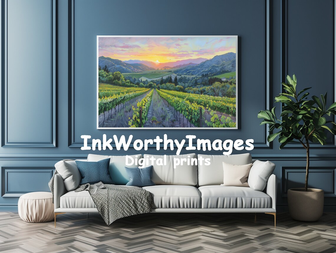 Sunset Over Vineyard, Italian Countryside Landscape - Image 4