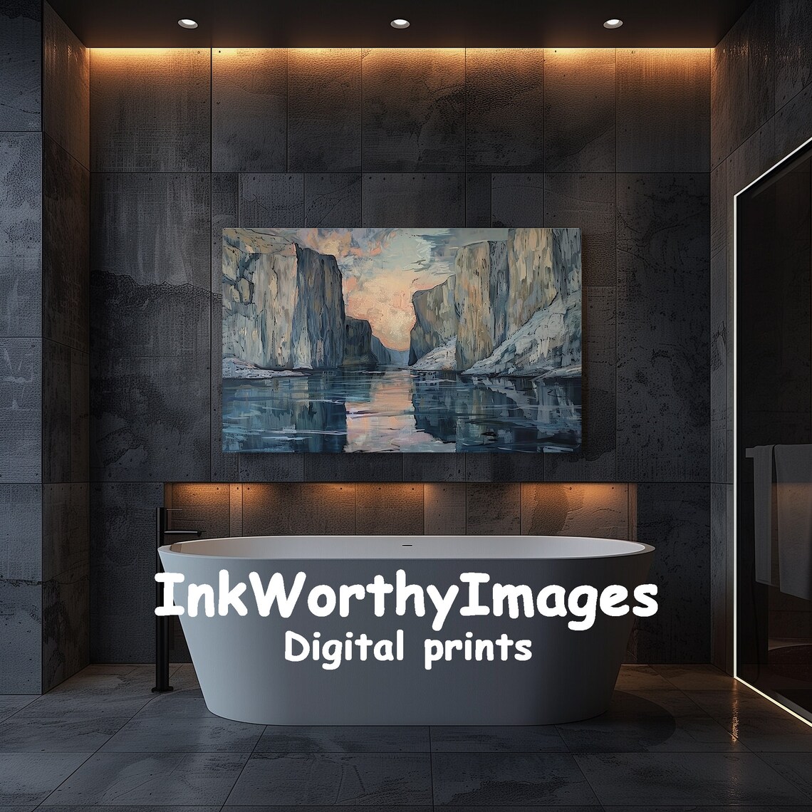Coastal Fjords Abstract Landscape, Tranquil Decor - Image 5