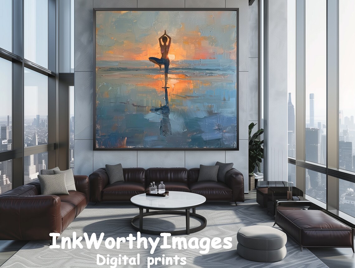 Sunset Yoga Art Print, Serene Meditation Decor - Image 3