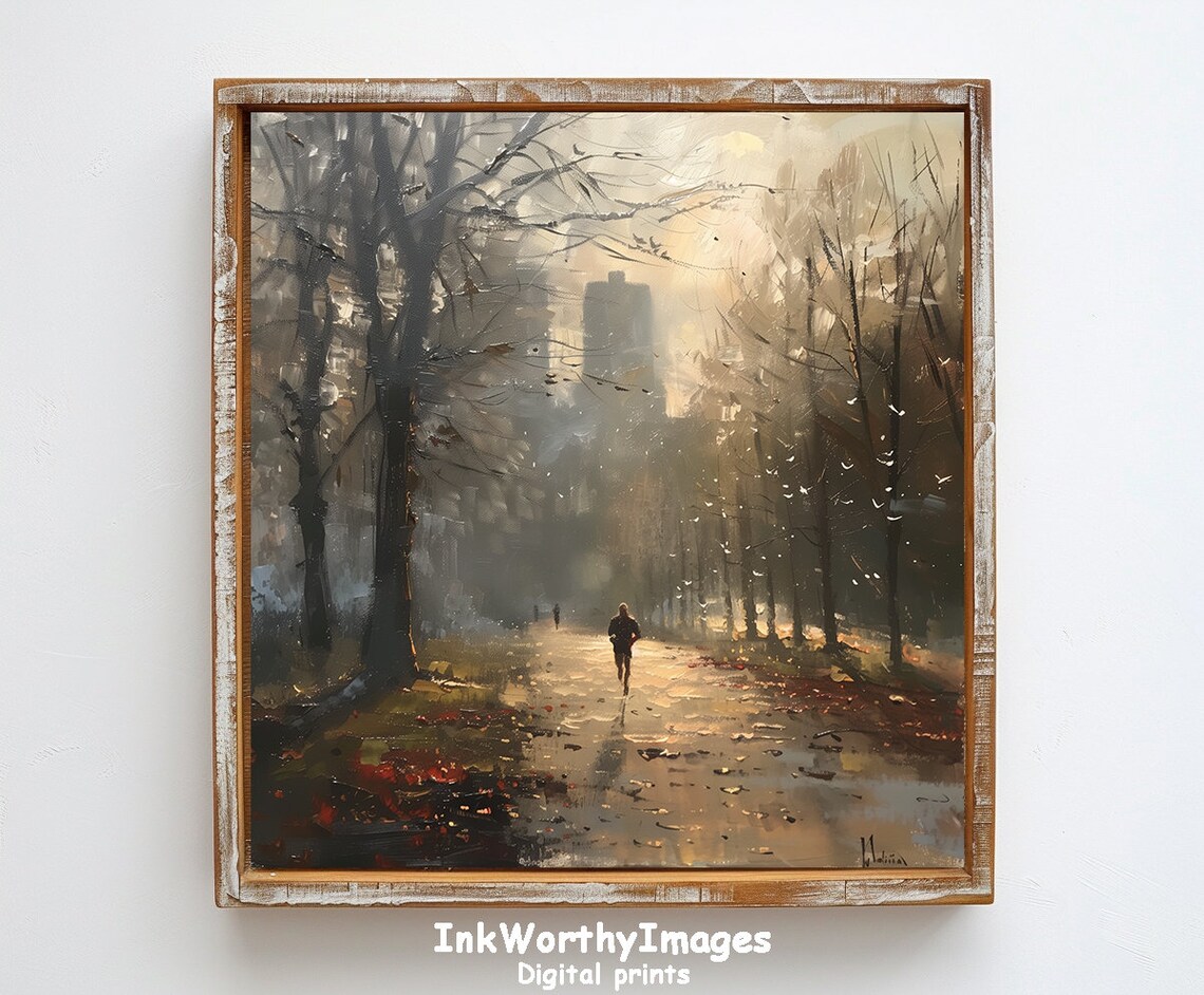 Morning Jog In The Park, Autumn Pathway Art - Image 6