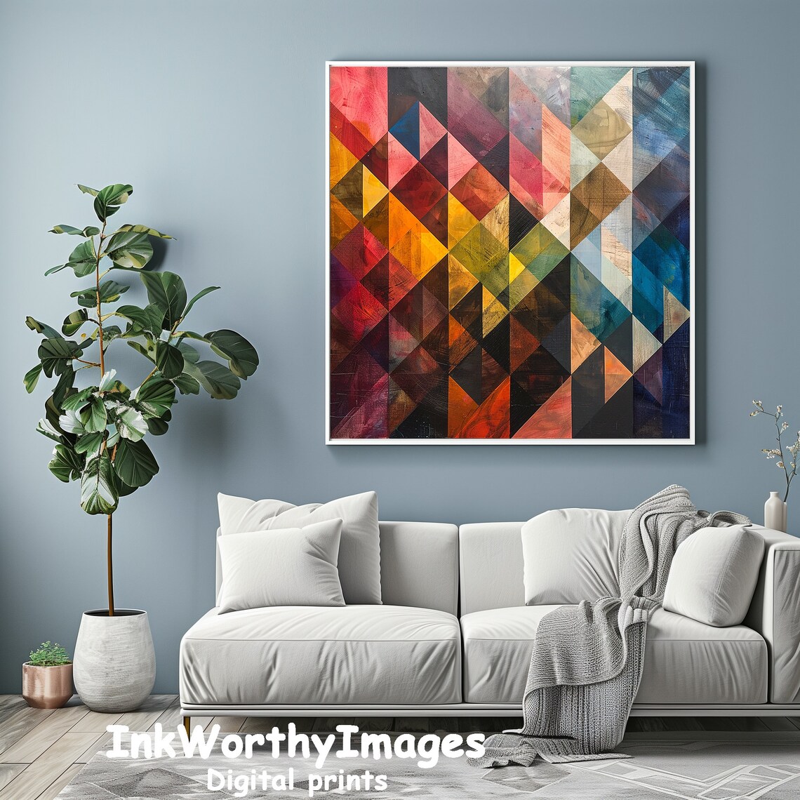 Vibrant Geometric Abstract, Modern Triangle Artwork - Image 6
