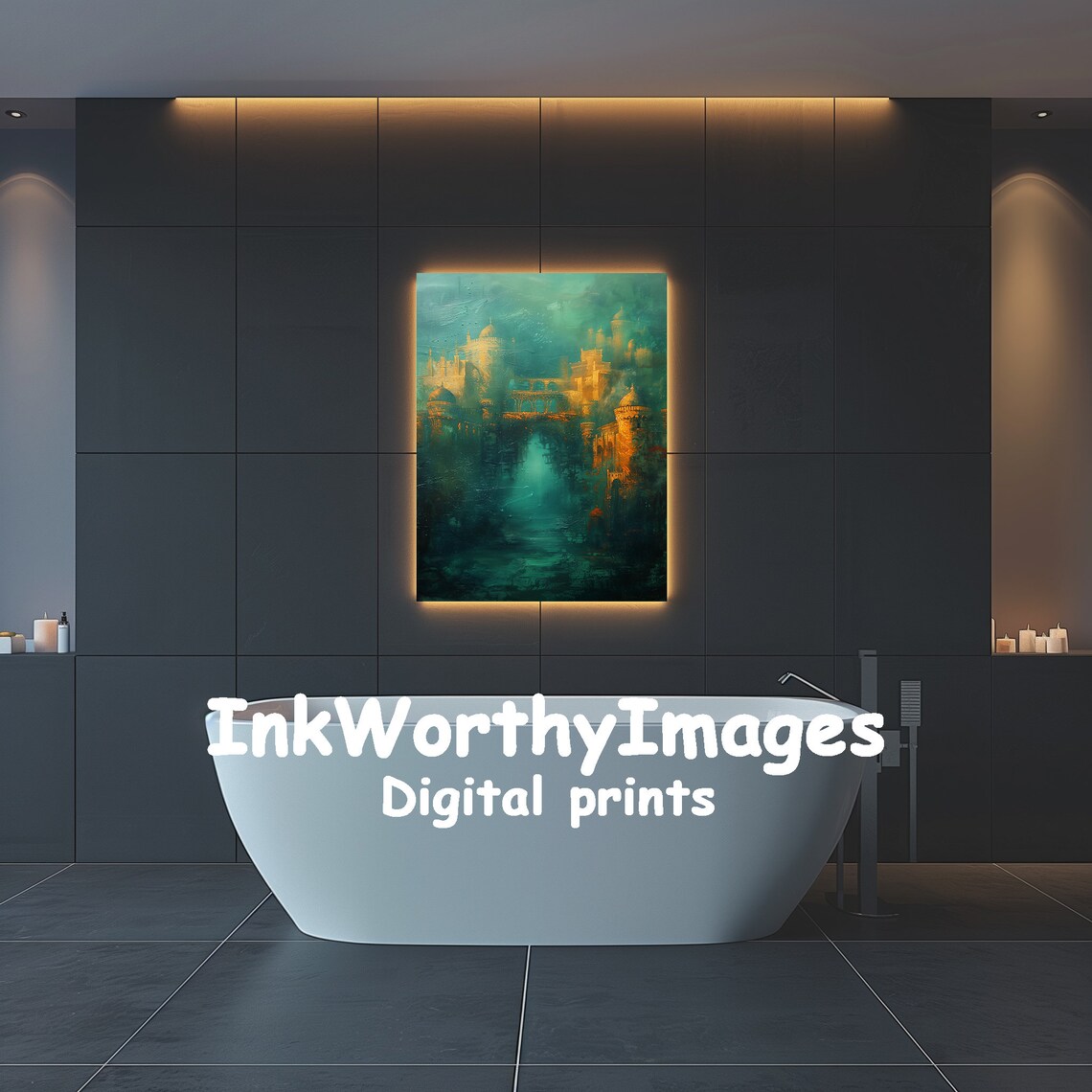 Mystical Ancient City Painting, Fantasy Castle - Image 5