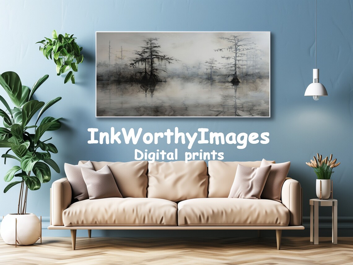 Mystical Foggy Swamp, Enchanted Wetlands Art Print - Image 4