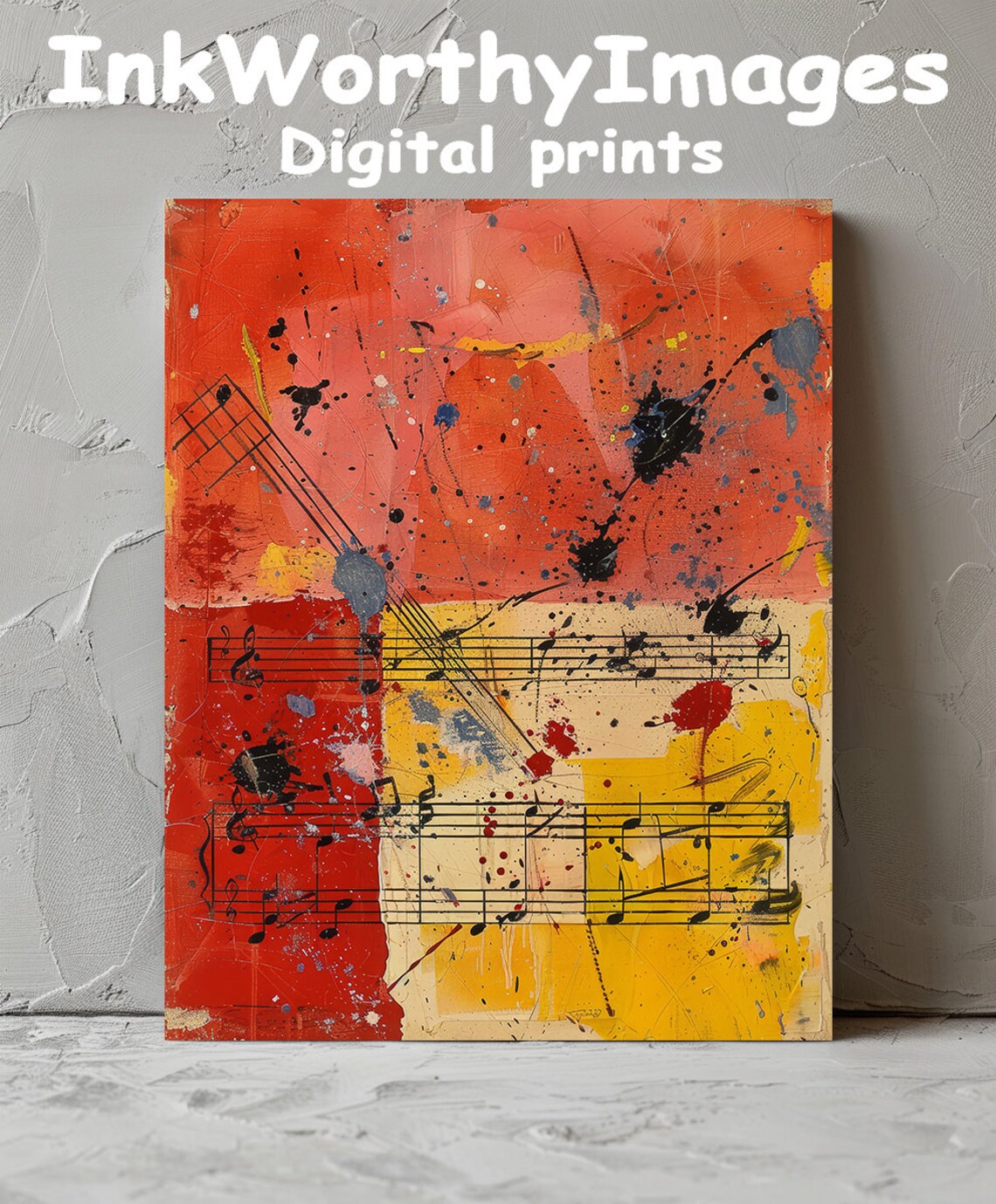 Musical Notes Abstract Art Print, Music Decor