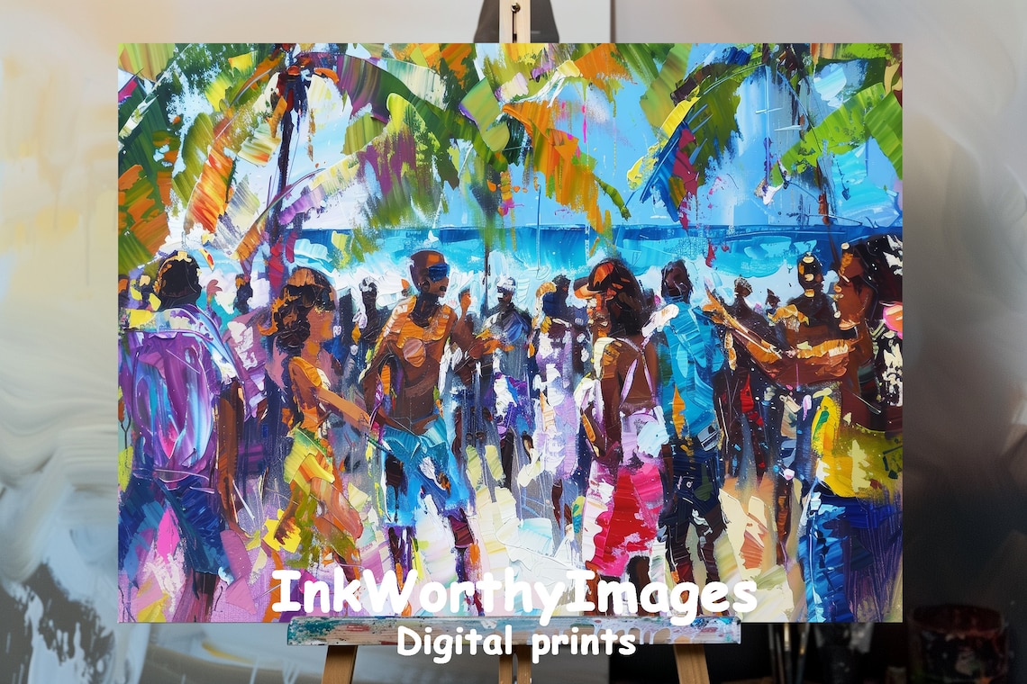 Beach Party Art Print, Tropical Summer Celebration