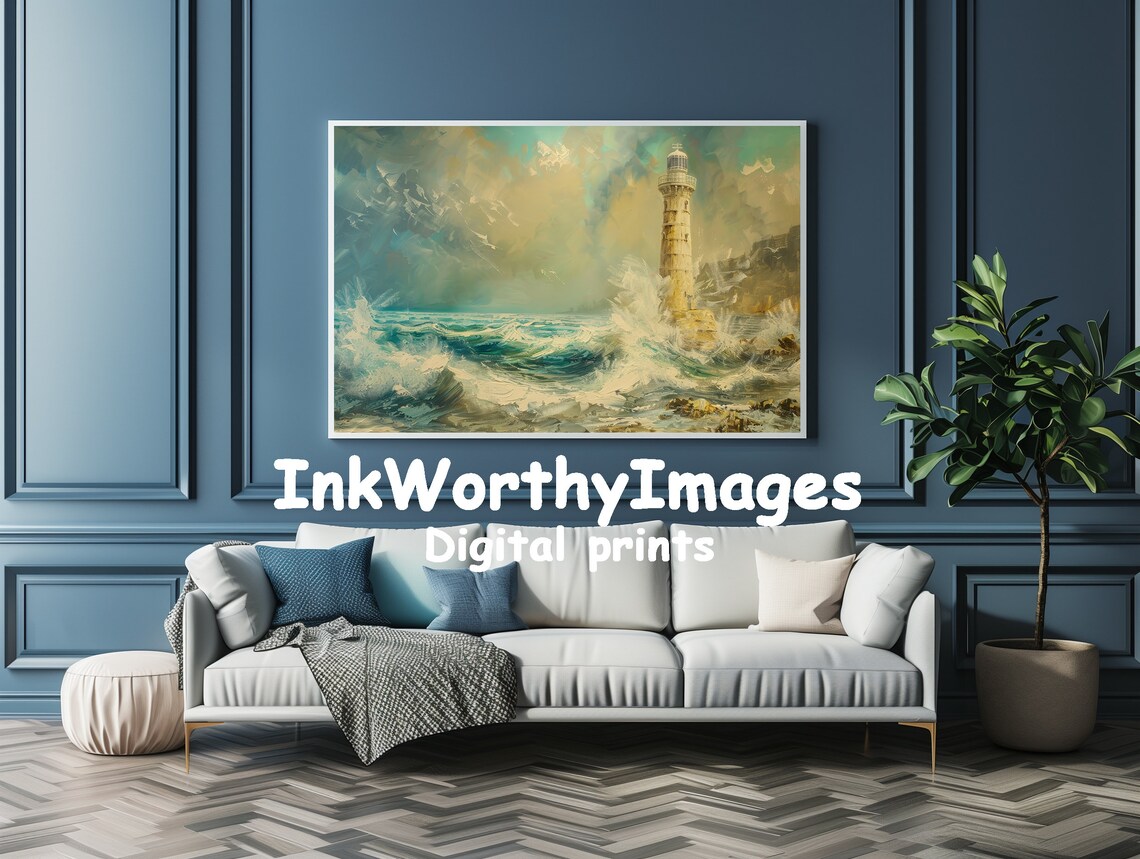 Abstract Coastal Lighthouse, Stormy Sea Seascape - Image 4