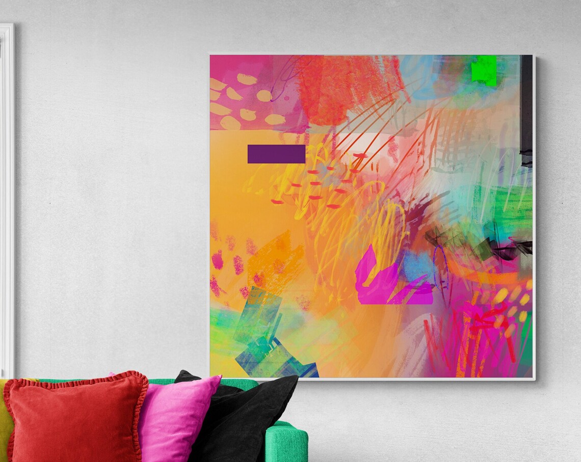 Hot Pink Abstract Art Print, Modern Vibrant Decor - Image 4
