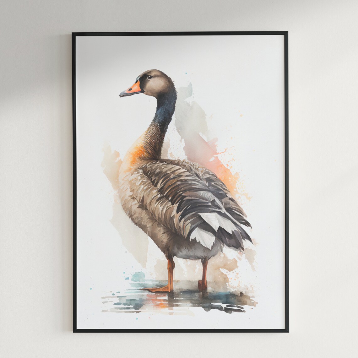 Wild Goose Watercolor Painting Bird Wildlife Splash Art Poster - Image 3