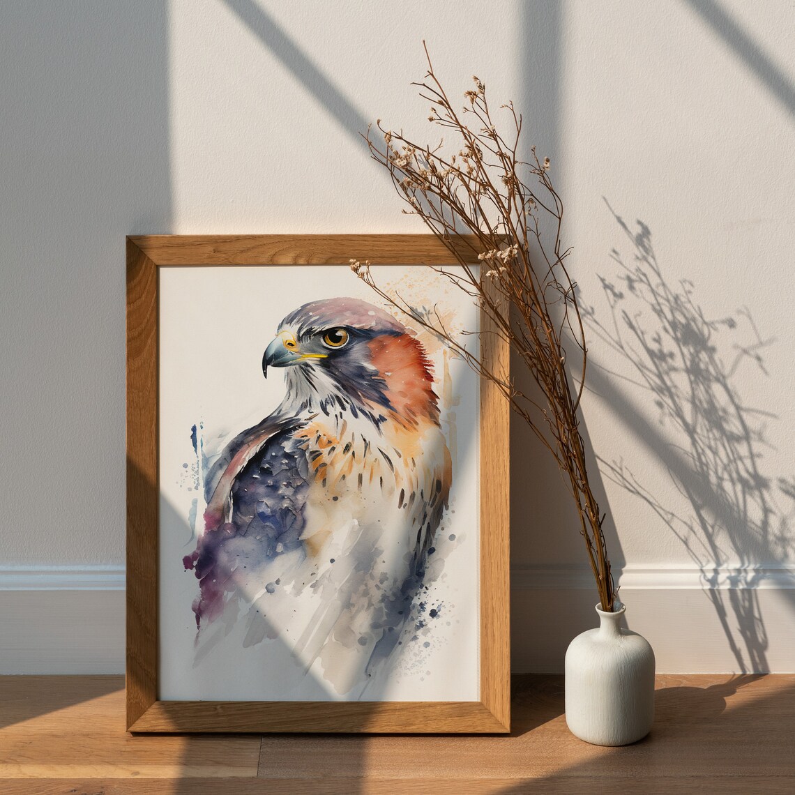 Falcon Watercolor Painting Bird of Prey Wildlife Portrait Art Poster - Image 2