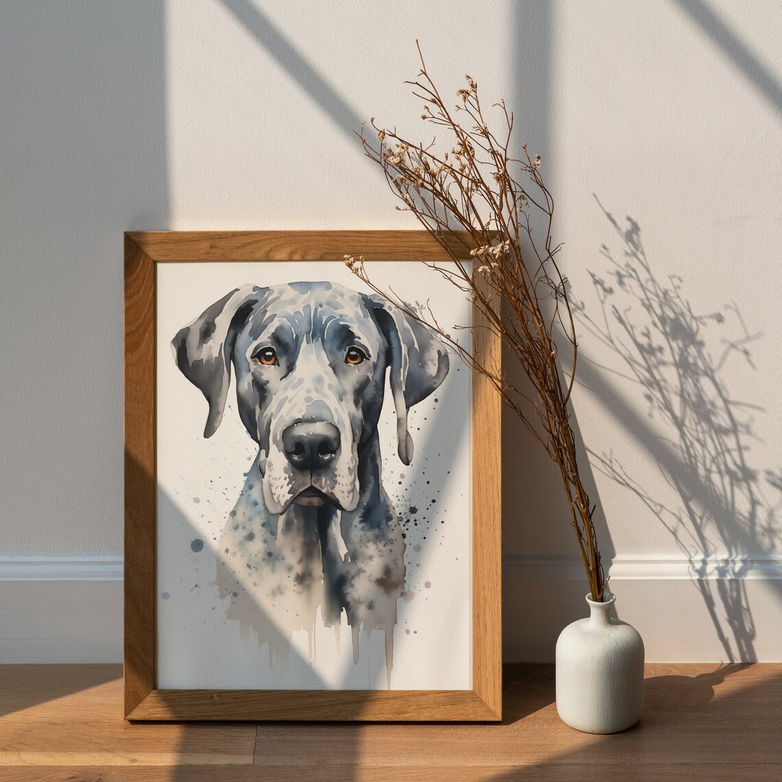 Great Dane Watercolor Dog Portrait Gentle Giant Pet Lover Wall Art - Image 2