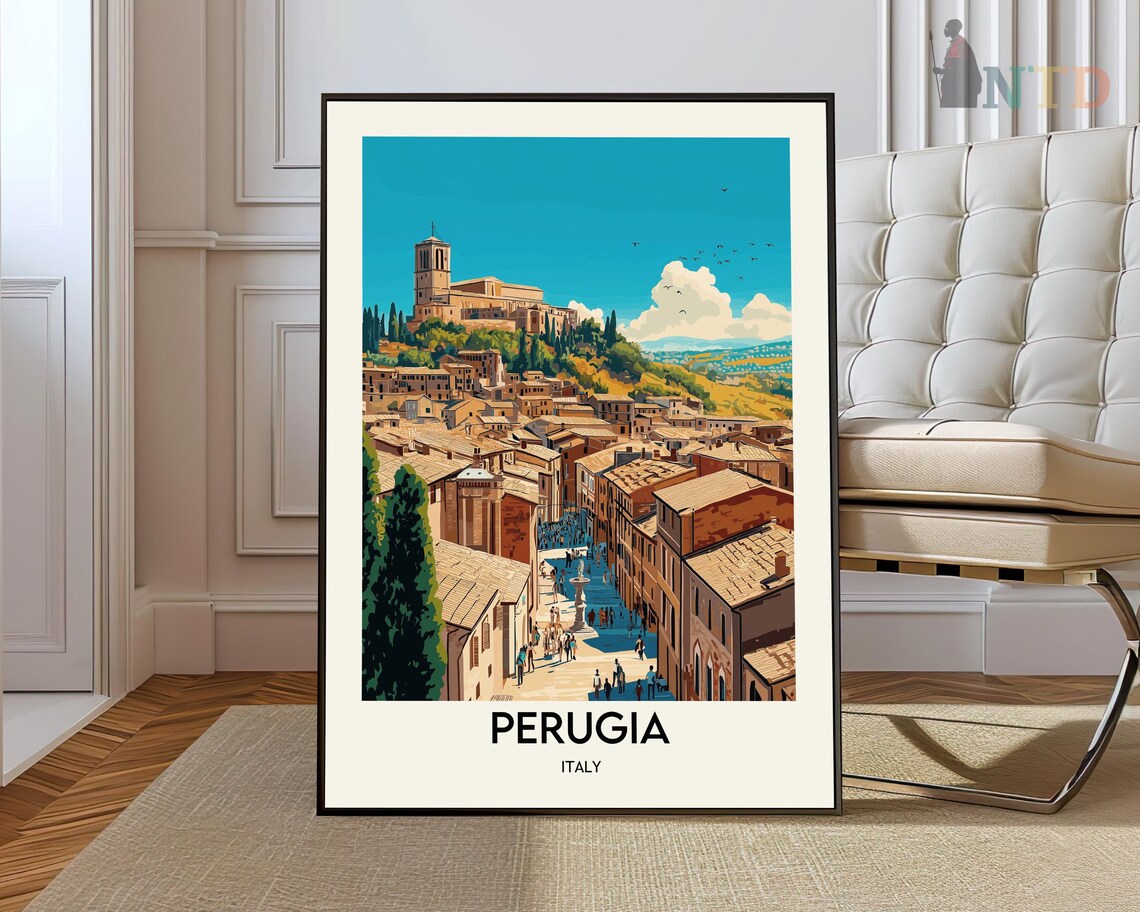 Perugia Travel Poster, City Wall Art Print