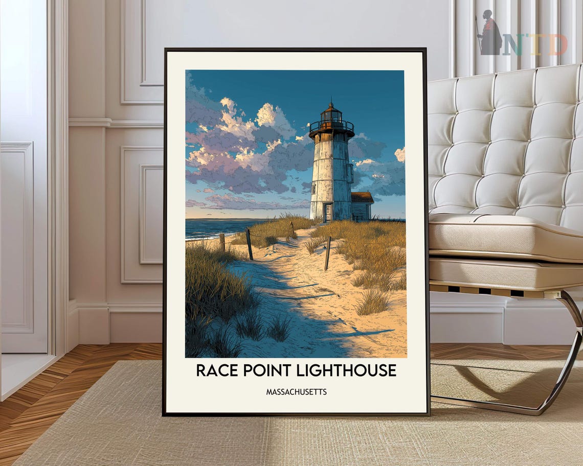 Race Point Lighthouse Massachusetts Dunes Coastal Travel Poster