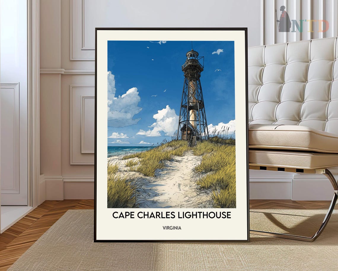 Scenic Cape Charles Lighthouse Virginia Beach Path Travel Poster