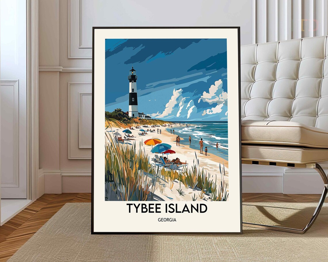 Tybee Island Travel Poster, Georgia Wall Art
