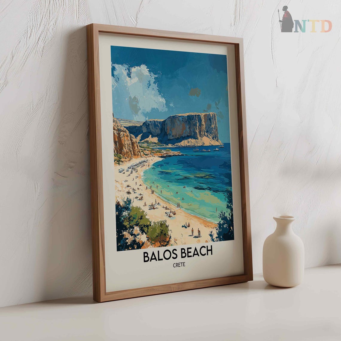 Balos Beach Crete Greece Turquoise Lagoon Cliffs Swimmers Poster - Image 2