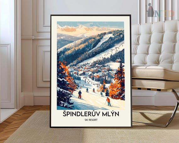 Spindleruv Mlyn Ski Resort Poster Pindlerv Mln Wall Art Print Photo