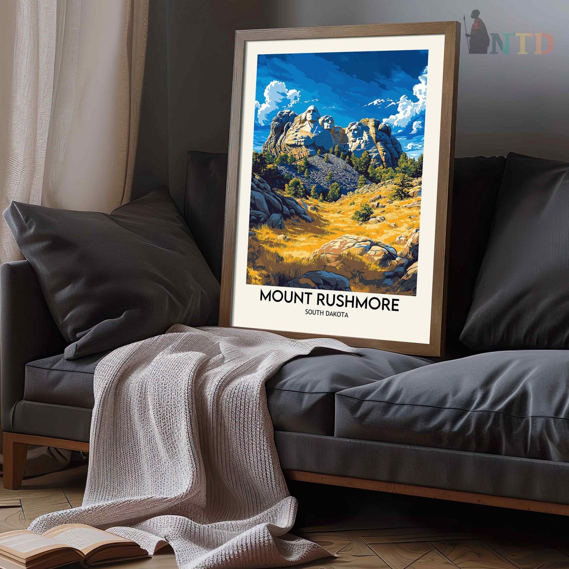 Mount Rushmore South Dakota Golden Meadow Summer View Poster - Image 3