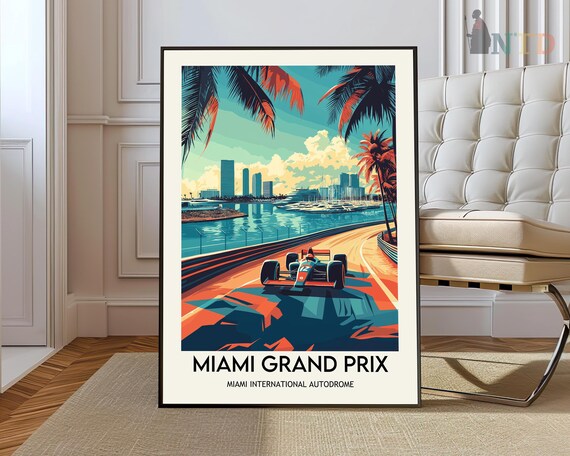Miami Grand Prix Miami Autodrome Formula 1 Sunset Racing Poster