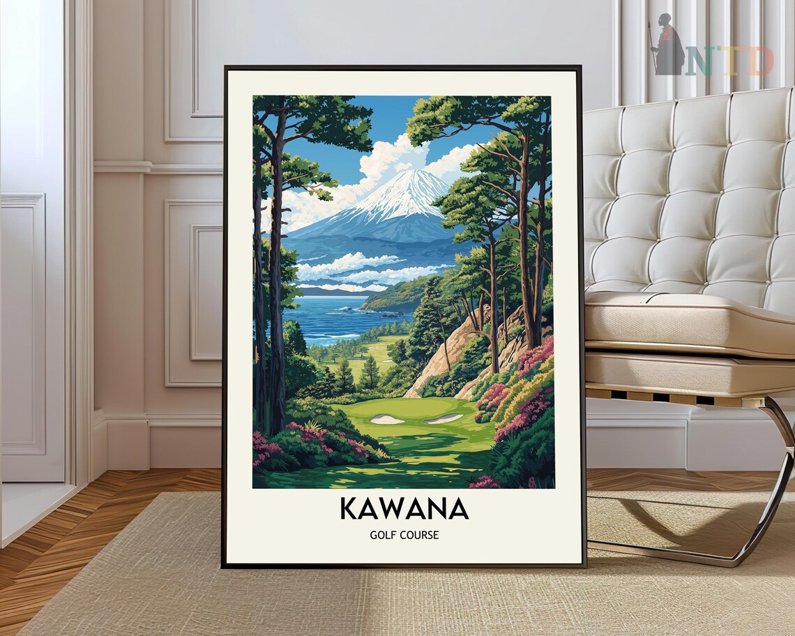 Kawana Golf Course Japan Snowcapped Mountain View Travel Poster