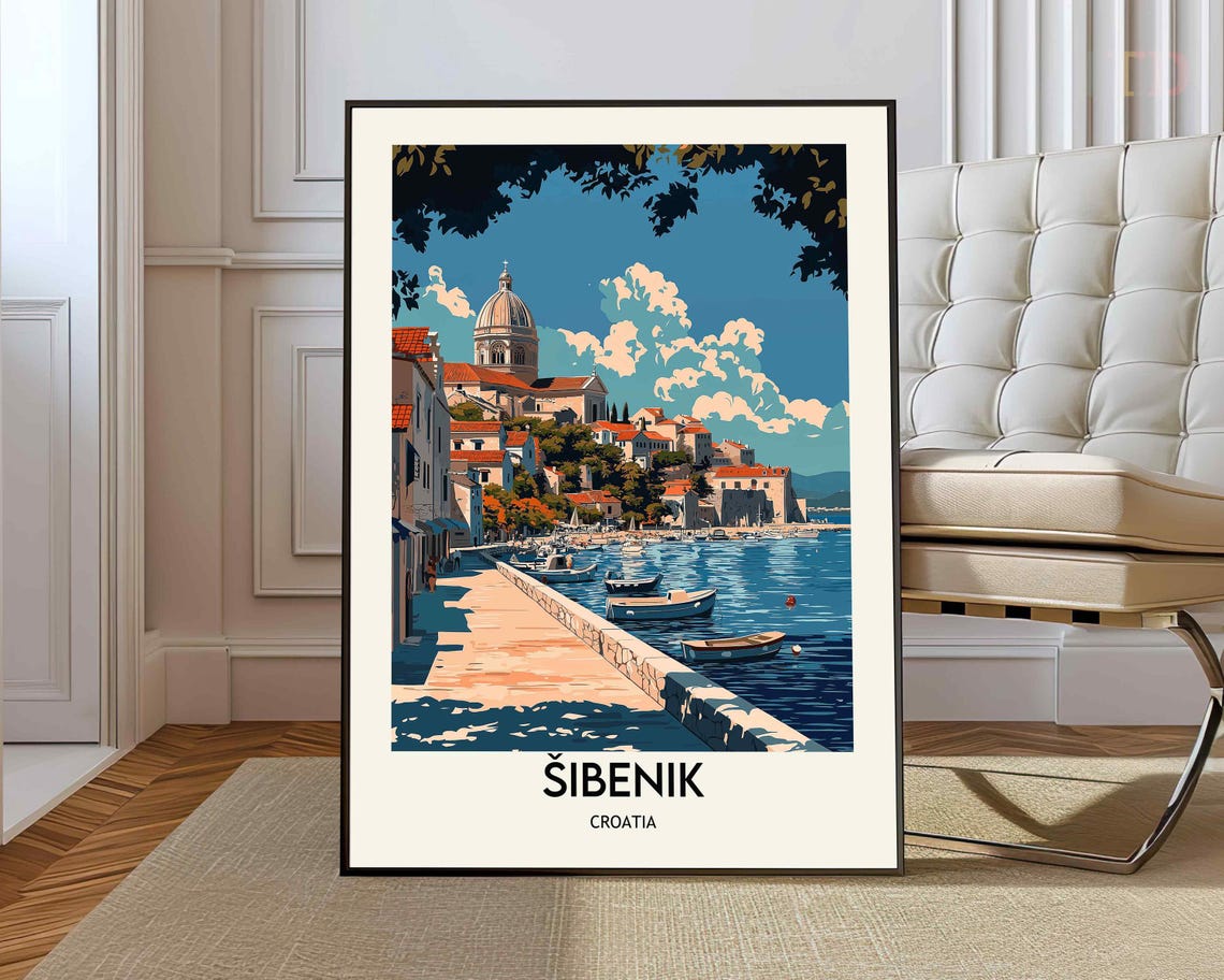 Sibenik Croatia Waterfront Promenade Cathedral Dome Harbor Poster