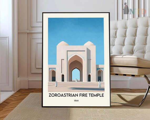 Zoroastrian Fire Temple Iran Arch Courtyard Heritage Travel Poster