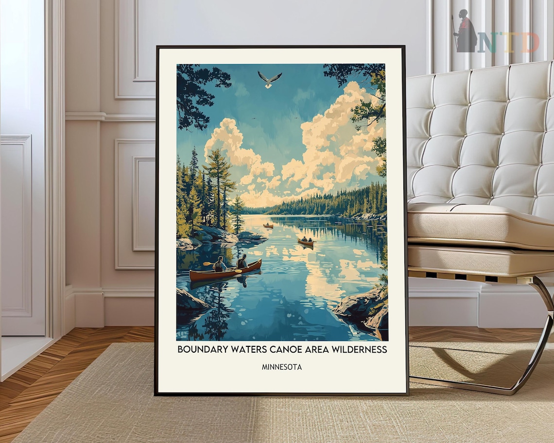 Boundary Waters Canoe Area Wilderness Retro Travel Poster