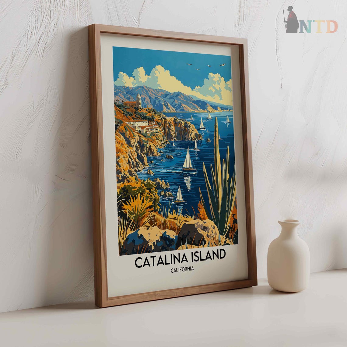 Catalina Island California Avalon Bay Sailboats Cliffs Poster - Image 2