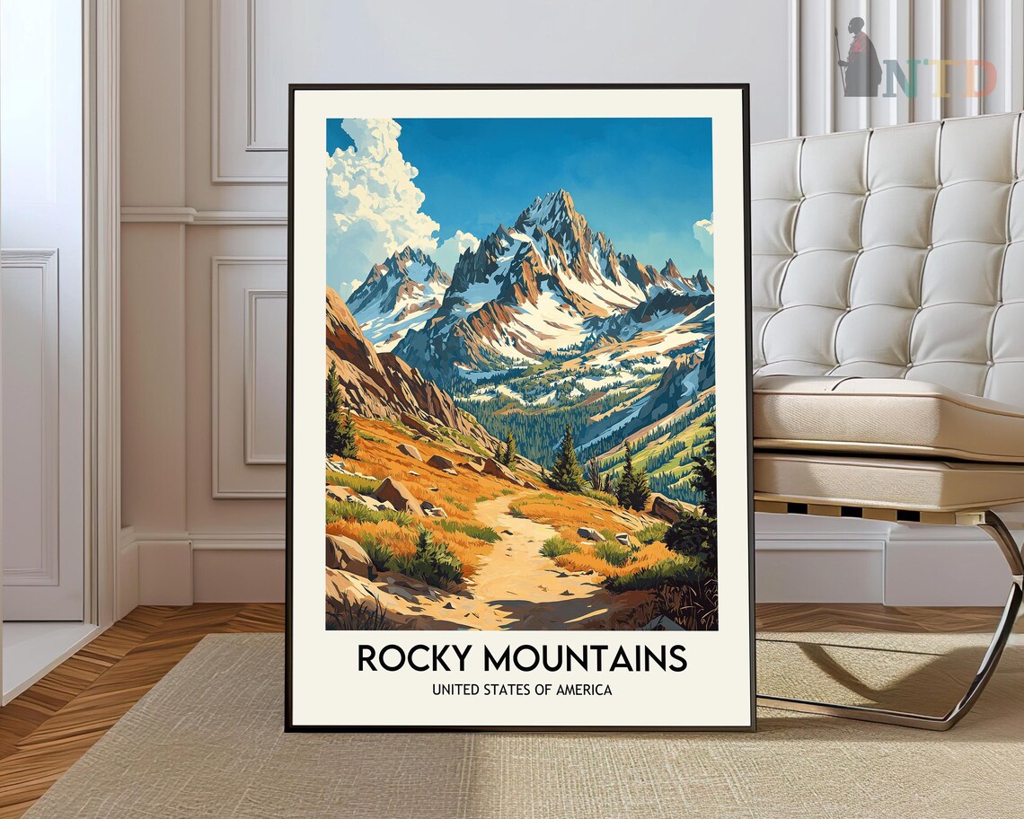 Rocky Mountains Peaks United States of America Vintage Travel Poster