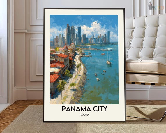 Panama City Travel Poster, Cityscape Art Print