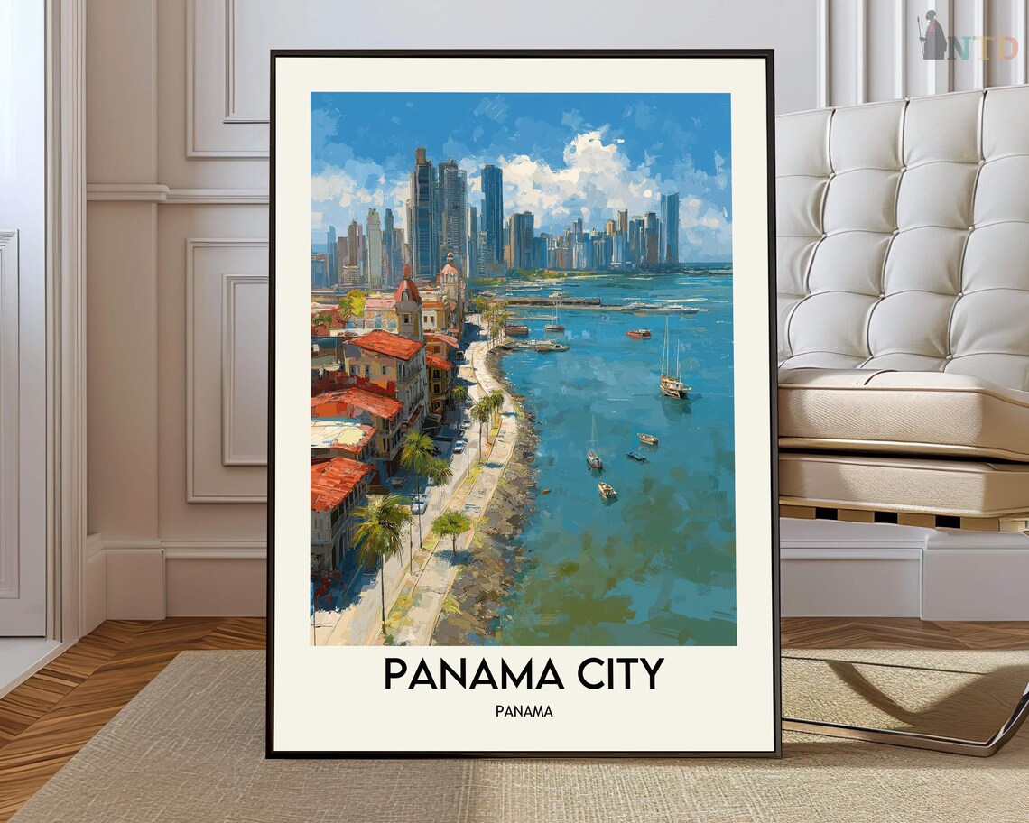 Panama City Travel Poster, Cityscape Art Print