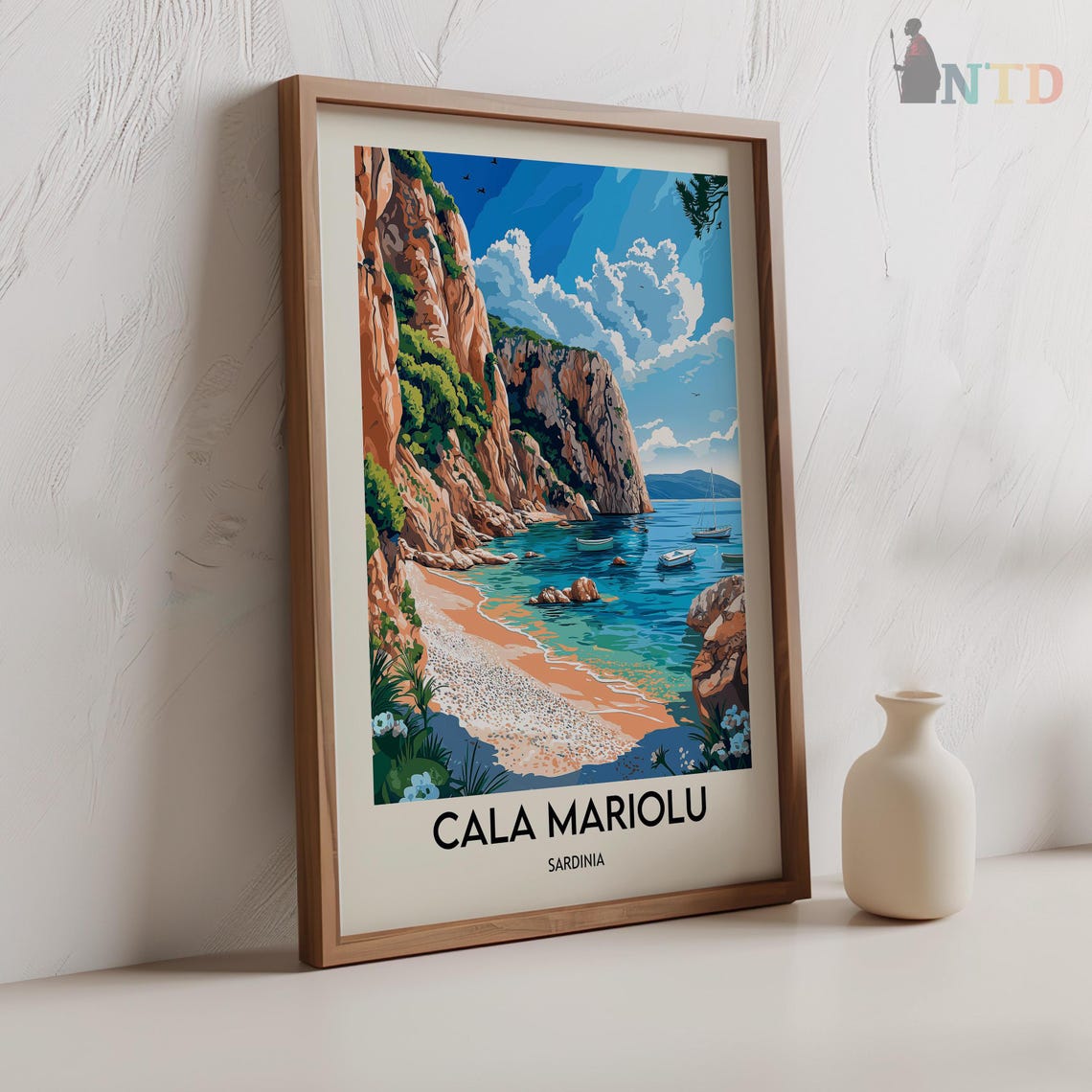 Cala Mariolu Sardinia Beach Cliffs Turquoise Bay Travel Poster - Image 2