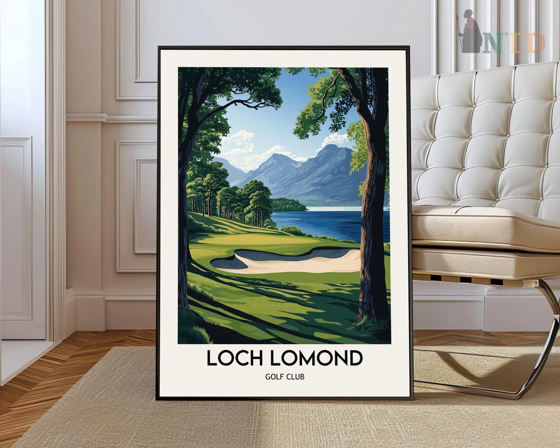 Loch Lomond Golf Club Mountain Lake Tree Framed Fairway Poster