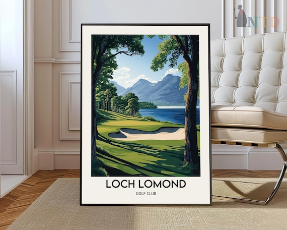 Loch Lomond Golf Club Mountain Lake Tree Framed Fairway Poster