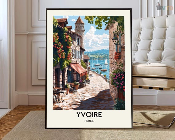 Yvoire Poster Wall Art Print Photo Map Travel France French Lakeside