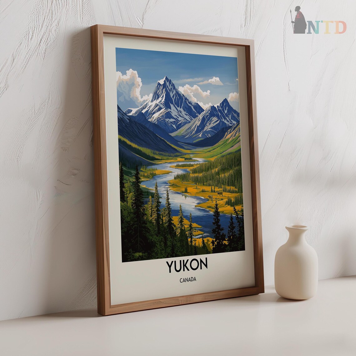 Yukon Canada Mountain Valley River Wilderness Vintage Travel Poster - Image 2