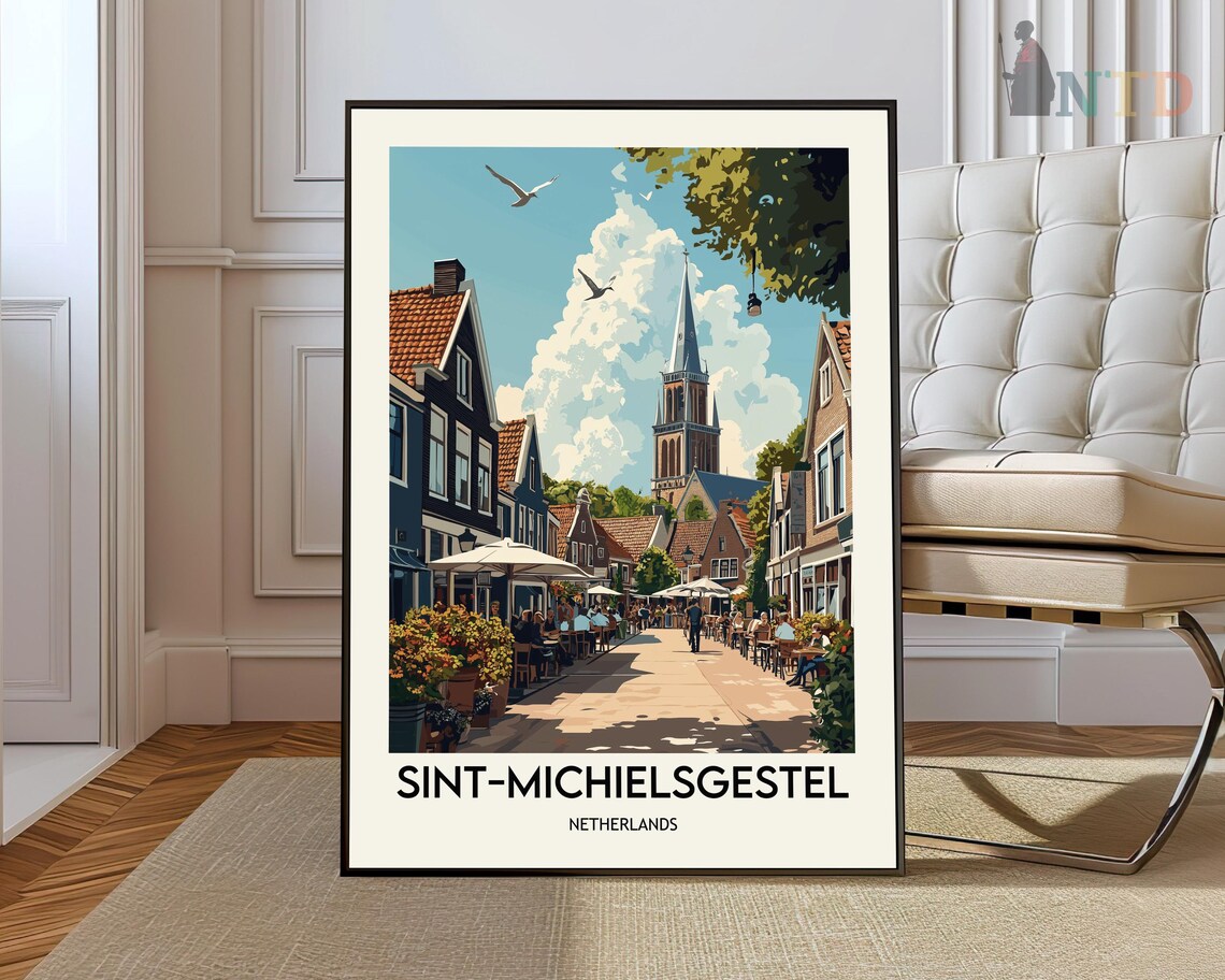 Sint-Michielsgestel Netherlands Old Town Church Street Travel Poster