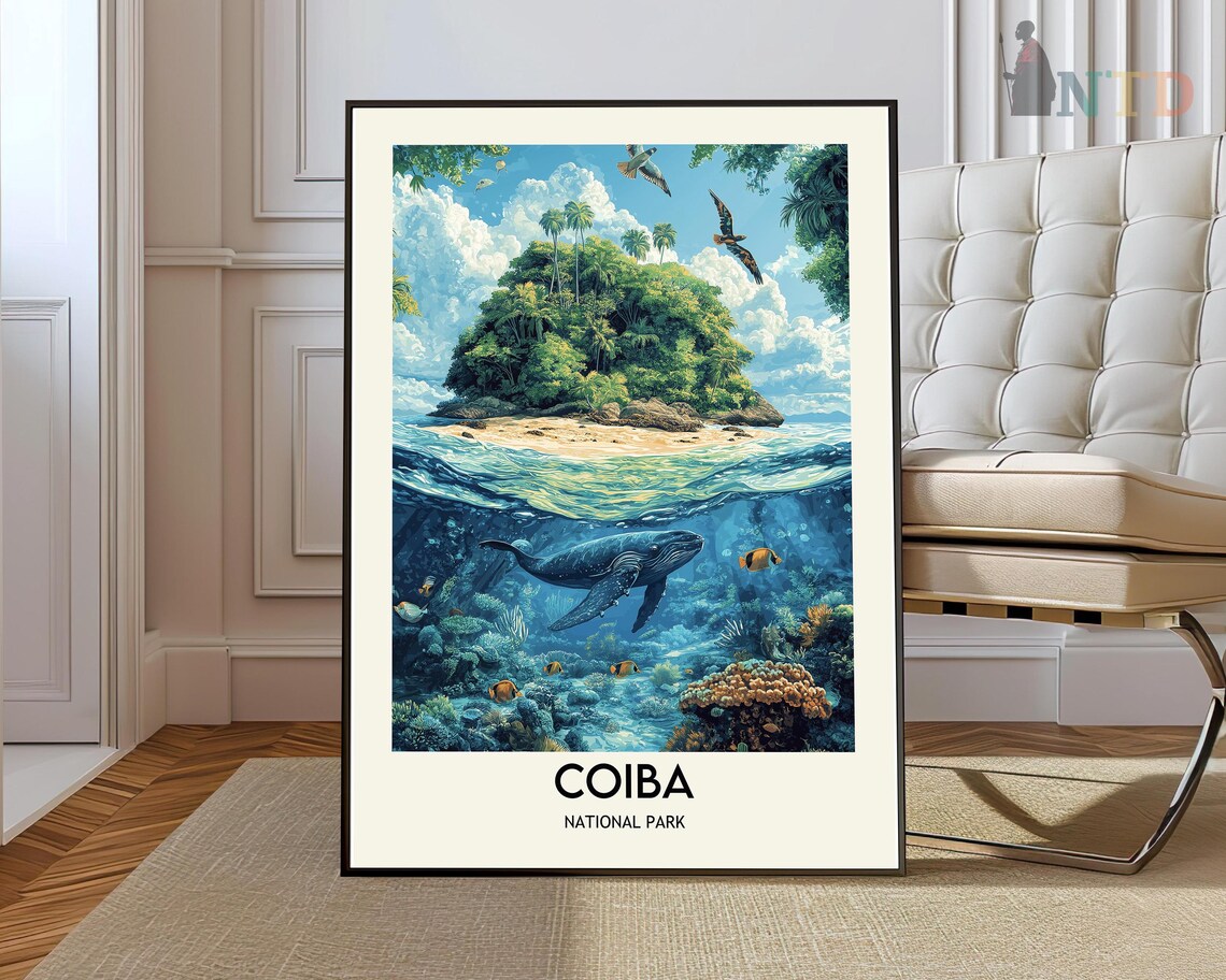 Coiba National Park Whale Coral Reef Underwater Marine Poster