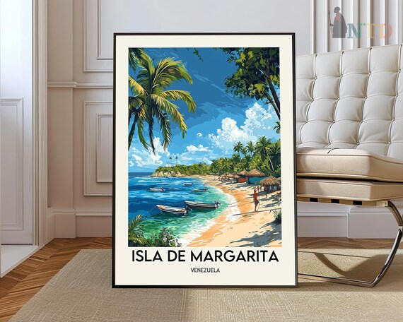 Isla de Margarita Venezuela Palm Beach Caribbean Travel Poster