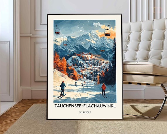 Zauchensee Flachauwinkl Gondola Lift Alpine Ski Slopes View Poster