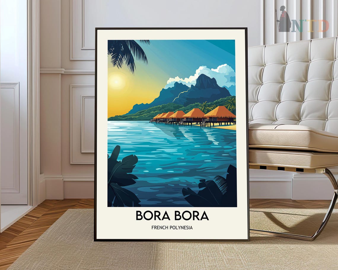 Bora Bora French Polynesia Overwater Bungalows Lagoon Poster