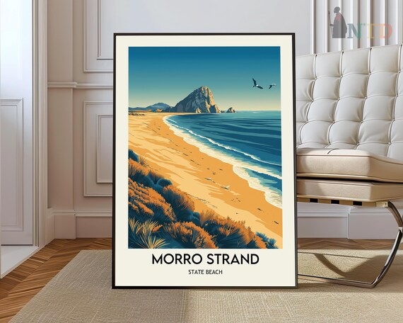 Morro Strand State Beach Golden Shore Ocean View Travel Poster