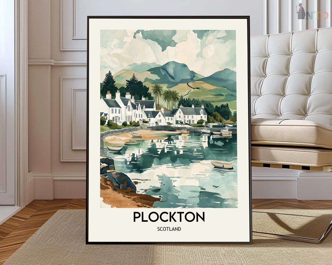 Plockton Scotland Harbor Poster, Highlands Coastal View