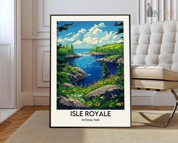 Isle Royale National Park Blue Harbor Pines Summer Travel Poster