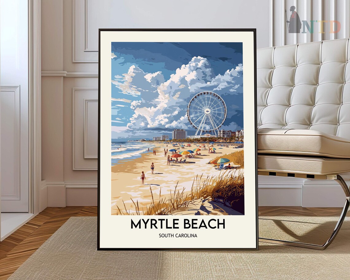 Myrtle Beach South Carolina Ferris Wheel Boardwalk Summer Poster