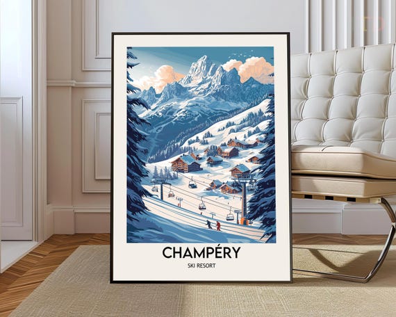 Champery Ski Resort Poster Wall Art Print Photo Switzerland
