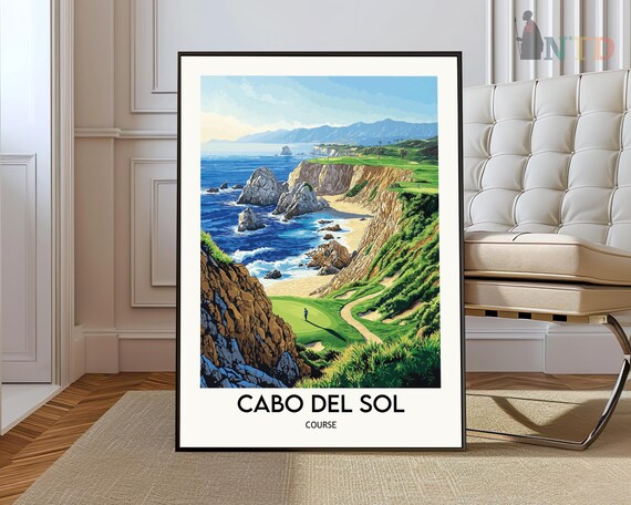 Cabo del Sol Golf Course Ocean Cliff Seascape View Travel Poster