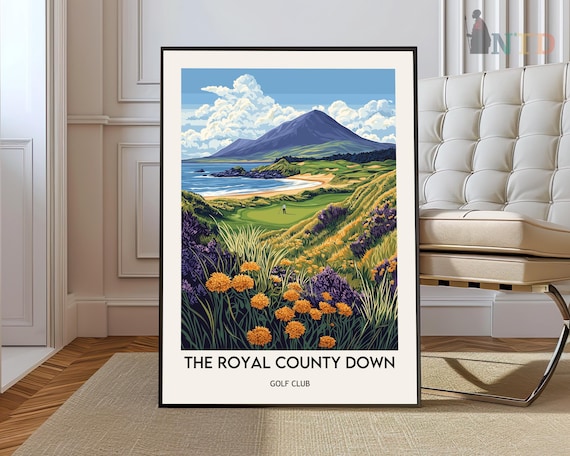 Royal County Down Golf Club Northern Ireland Coastal Links Travel Poster