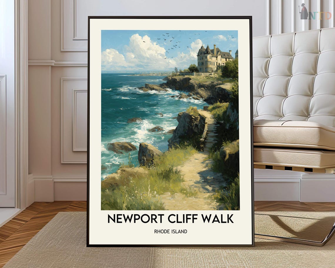 Newport Cliff Walk Rhode Island Rocky Coast Ocean View Poster