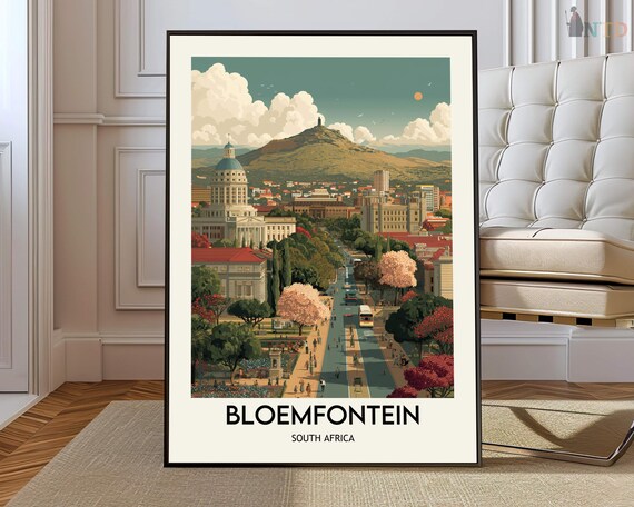 Bloemfontein South Africa City Avenue Garden Street Travel Poster